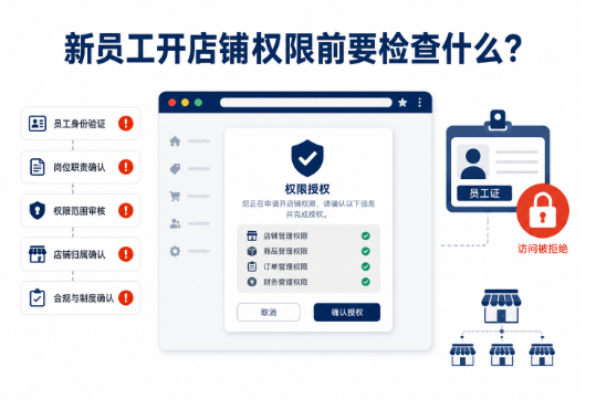新员工开店铺权限前要检查什么？多店铺团队别只发账号密码