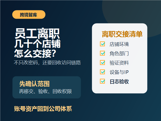 跨境团队员工离职，几十个店铺权限怎么一次交接清楚？
